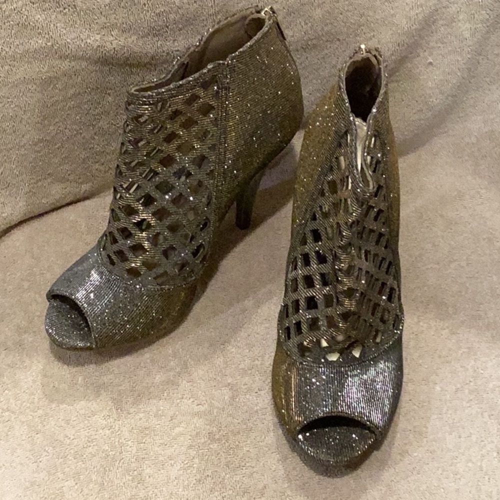 Christian Siriano Gold Metallic Cutout Booties